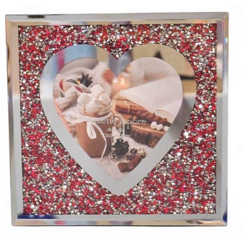 Nanette Lepore Red/Silver Rhinestone Encrusted Heart Photo Frame